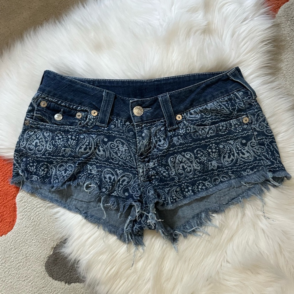 True Religion Denim Paisley Women Shorts Sz 30